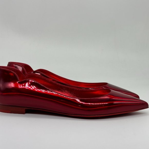 Christian Louboutin HOT CHICKITA Scallop Patent Ballerina Flat Shoes Loubi - Picture 10 of 16